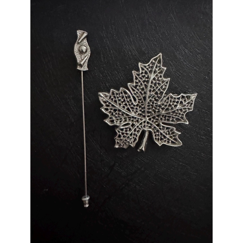 Vintage Sarah Coventry Maple Leaf Brooch & Fashion Twist Stick Pin